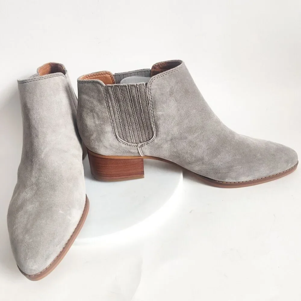Franco Sarto Size 10 Wide Chelsea Booties Suede Leather Gray Ankle Boots Seville